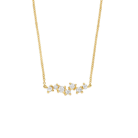 Blush BLUSH 3191YZI 14krt geelgouden ankercollier met vaste hanger, 7x zirconia verspringend