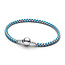 Pandora PANDORA 593816C01 Braided sterling silver box chain bracelet with turquoise textile cord