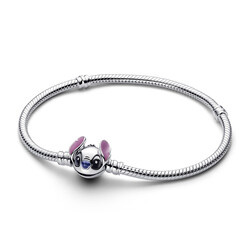 PANDORA DISNEY 593738C01 Disney Stitch snake chain sterling silver bracelet