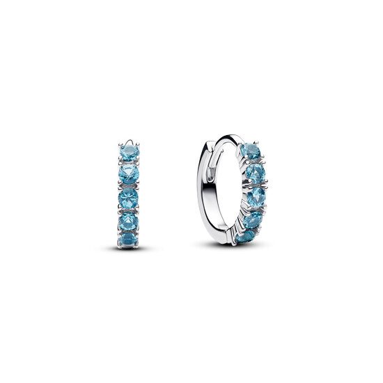 Pandora PANDORA 293849C01 Sterling silver huggie earrings with aquamarine blue crystal