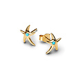 Pandora PANDORA SHINE 263820C01 Starfish 14k gold-plated stud earrings with capri blue crystal