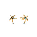 Pandora PANDORA SHINE 263820C01 Starfish 14k gold-plated stud earrings with capri blue crystal