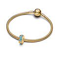 Pandora PANDORA SHINE 763902C01 14k gold-plated clip with icy bleu and capri blue crystal and silicone grip