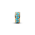 Pandora PANDORA SHINE 763902C01 14k gold-plated clip with icy bleu and capri blue crystal and silicone grip