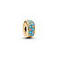 Pandora PANDORA SHINE 763902C01 14k gold-plated clip with icy bleu and capri blue crystal and silicone grip