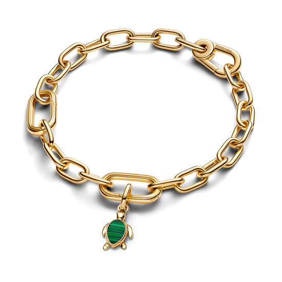Pandora PANDORA ME SHINE 763823C01 Turtle 14k gold-plated mini dangle with imitation malachite