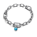 Pandora PANDORA ME 793827C01 Heart sterling silver mini dangle with imitaion turquoise and turquoise enamel