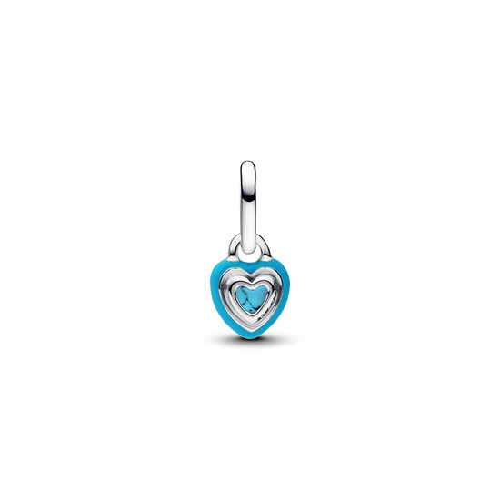 Pandora PANDORA ME 793827C01 Heart sterling silver mini dangle with imitaion turquoise and turquoise enamel