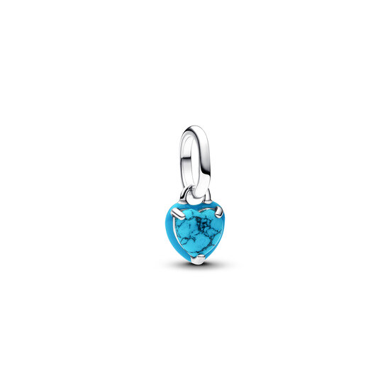 Pandora PANDORA ME 793827C01 Heart sterling silver mini dangle with imitaion turquoise and turquoise enamel