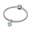 Pandora PANDORA 793924C01 Dolphins sterling silver dangle with aqua blue Murano glass and icy blue crystal