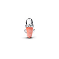 Pandora PANDORA 793896C01 Shrimp sterling silver charm with clear cubic zirconia and pink enamel