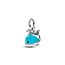 Pandora PANDORA 793822C01 Whale sterling silver dangle with clear cubic zirconia, imitation turquoise and black enamel