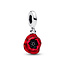 Pandora PANDORA 793917C01 Flower sterling silver dangle with black crystal and red enamel