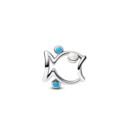 Pandora PANDORA 793819C01 Fish sterling silver charm with shimmering white and turquoise enamel