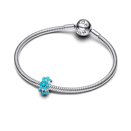 Pandora PANDORA 793897C02 Sterling silver charm with clear cubic zirconia and imitation turquoise