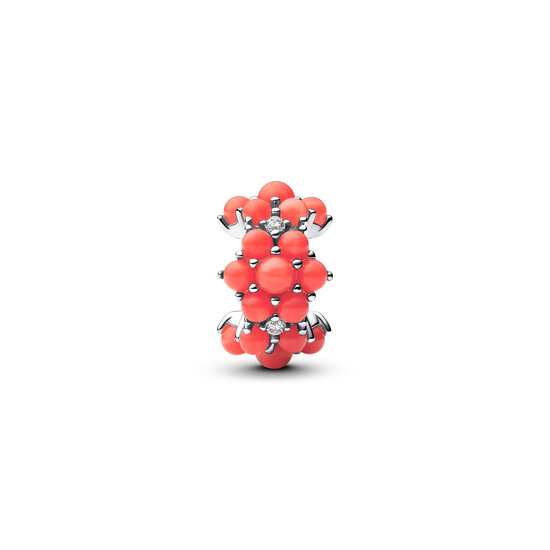 Pandora PANDORA 793897C01 Sterling silver charm with clear cubic zirconia and imitation coral