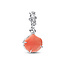 Pandora PANDORA 793821C01 Shell sterling silver double dangle with clear cubic zirconia and imitation coral