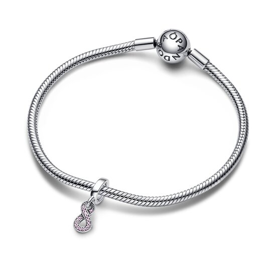 Pandora PANDORA 792766C01 Infinity sterling silver dangle with cerise and phlox pink crystal