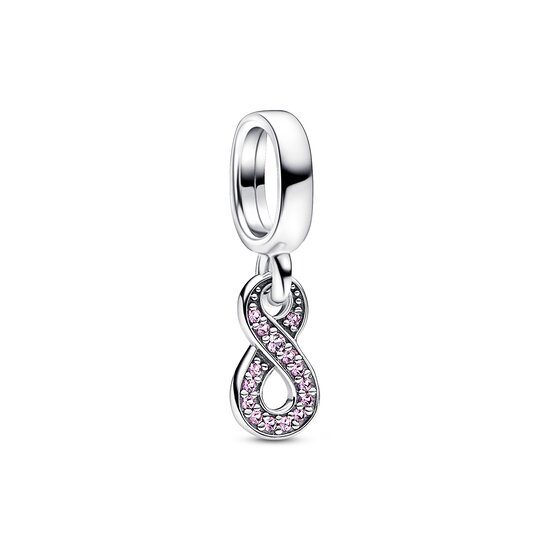 Pandora PANDORA 792766C01 Infinity sterling silver dangle with cerise and phlox pink crystal