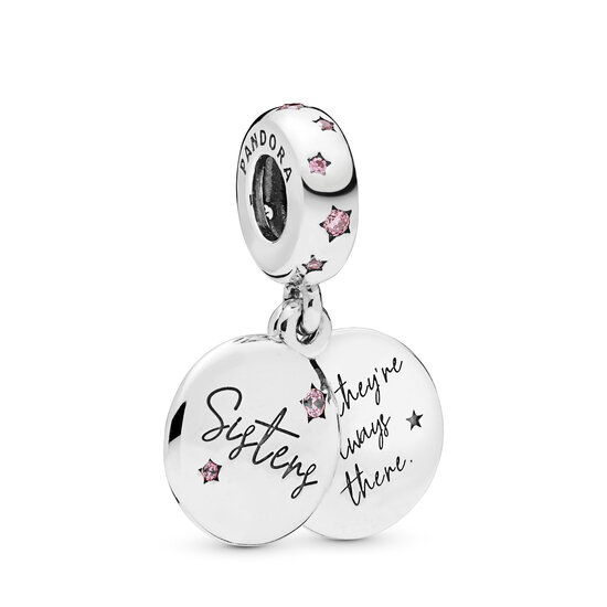 Pandora PANDORA 798012FPC Silver dangle Forever Sisters, pink zirconia's
