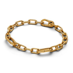 PANDORA 563829C00-3 Textured 14k gold-plated link bracelet