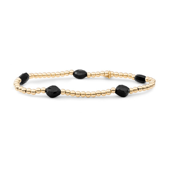 Sparkling Jewels Sparkling Jewels SB-G-3MM-CC-G07 armband Onyx Cushion Cut Beads - Gold