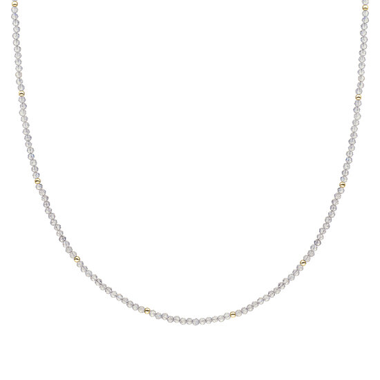 Sparkling Jewels Sparkling Jewels NLK04G-G18 Beaded Necklace - 2 mm Labradorite Gold - 42-44 cm