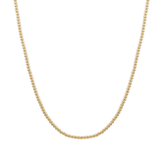 Sparkling Jewels Sparkling Jewels NLK-G-2MM Beaded Necklace - 2 mm Gold - 42-44 cm