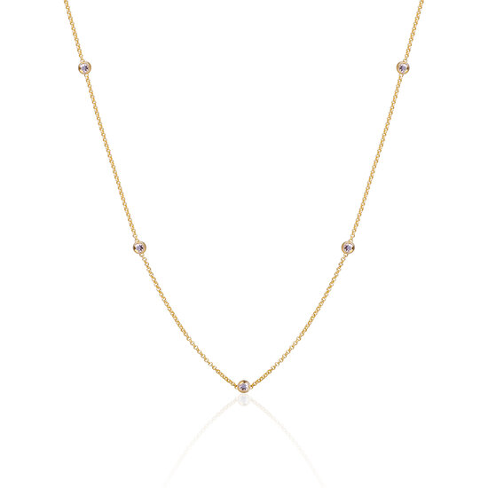 Sparkling Jewels Sparkling Jewels SN-CBG-CZ01 collier White CZ beads anchor chain - Gold - 42-44 cm