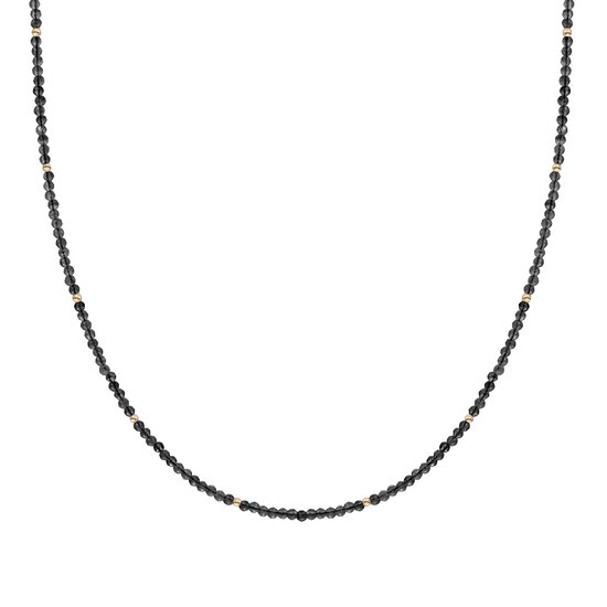Sparkling Jewels Sparkling Jewels NLK04G-G07 collier Beaded Necklace - 2 mm Onyx - Gold plated - 42-44 cm