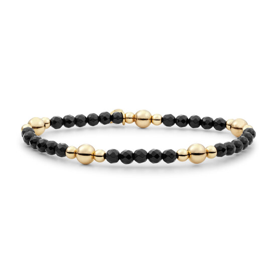Sparkling Jewels Sparkling Jewels BLK01G-G07 armband Onyx Bold Mix - Gold plated