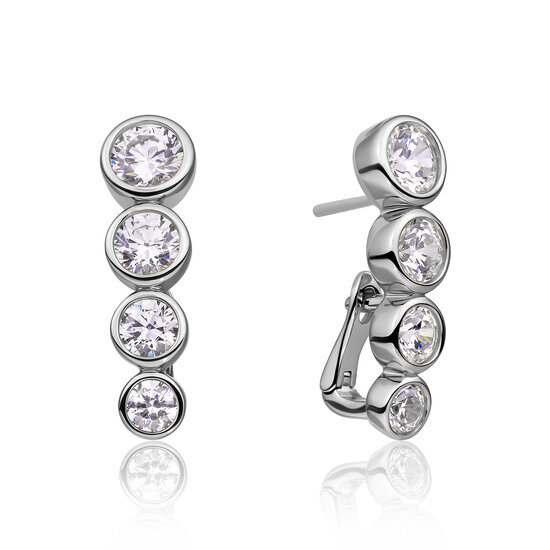 Sparkling Jewels Sparkling Jewels EAS36 oorknoppen Tube Push Back Earrings Silver - CZ