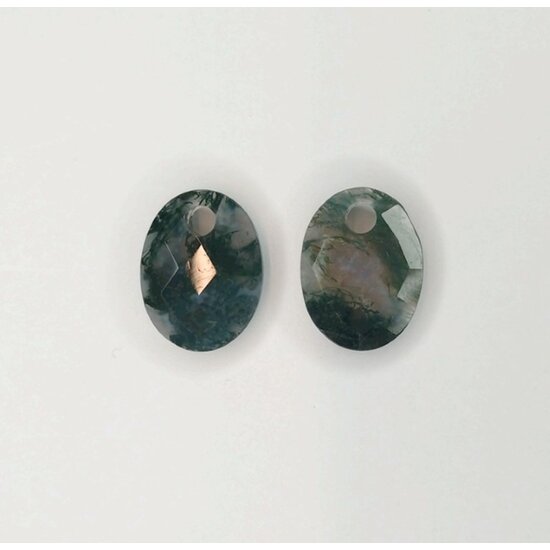 Sparkling Jewels Sparkling Jewels EAGEM16-MO edelsteenhangers Medium Oval - Moss Agate