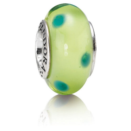 Pandora PRE-OWNED PANDORA 790613 glasbedel groen met stippen