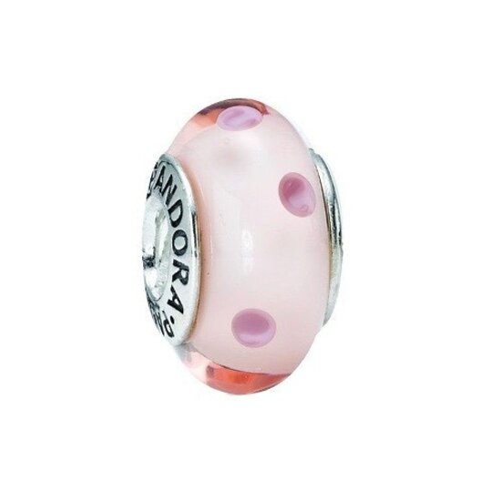 Pandora PRE-OWNED PANDORA 790618 glasbedel roze met stippen