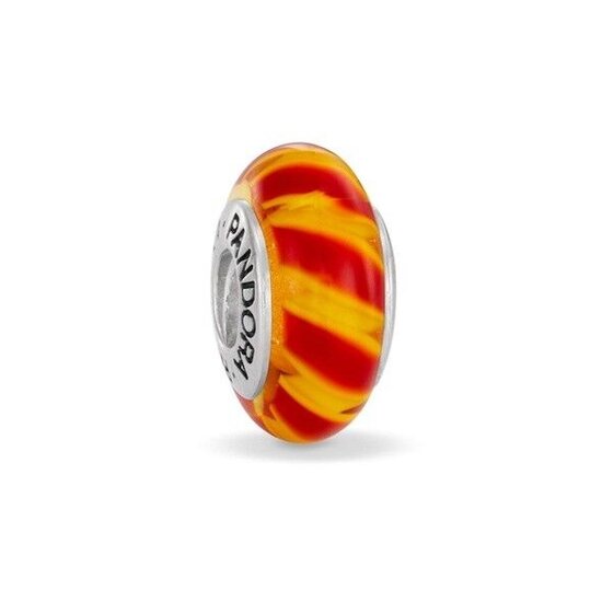 Pandora PRE-OWNED PANDORA 790624 glasbedel rood/oranje gestreept