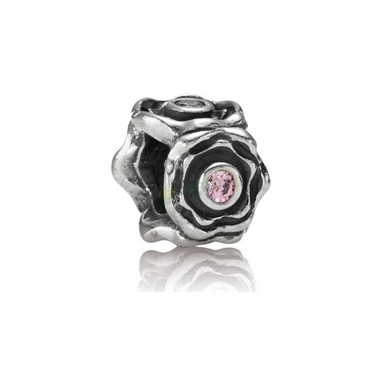 Pandora PRE-OWNED PANDORA 790316PCZ zilveren bedel bloemen met roze zirconia