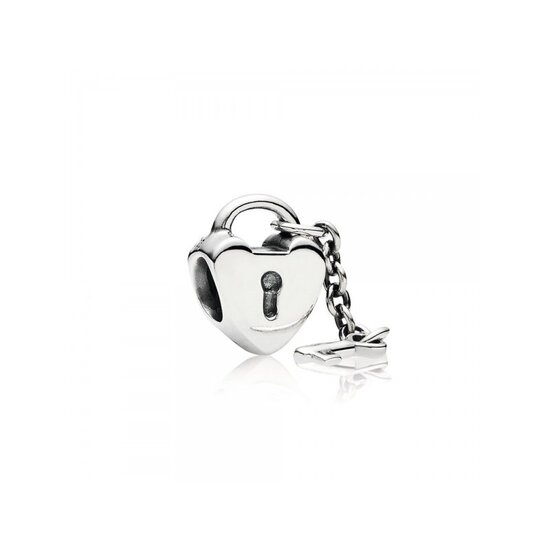 Pandora PRE-OWNED PANDORA 790971 zilveren bedel hart slot met sleutel