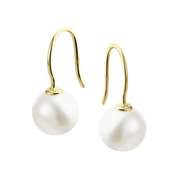 Collectie Milikan 14 karaat gouden oorhangers parel franse haak 8 mm