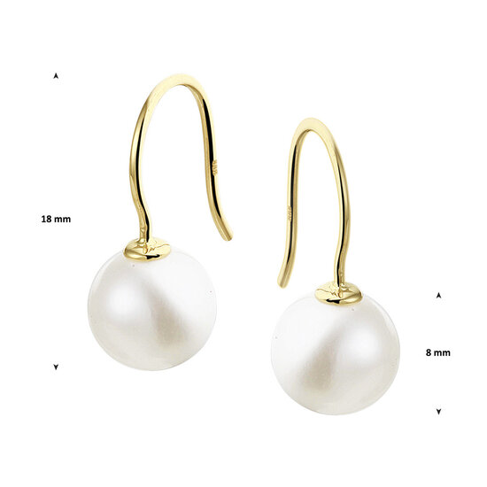 Collectie Milikan Collectie Milikan 14 karaat gouden oorhangers parel franse haak 8 mm