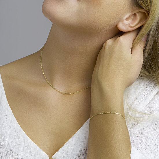 Collectie Milikan Collectie Milikan 14 karaat geelgouden collier figaro 1,6 mm 50cm lang