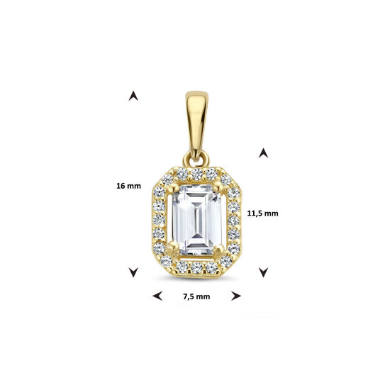 Collectie Milikan Collectie Milikan 14 karaat geelgouden hanger met vierkante zirconia