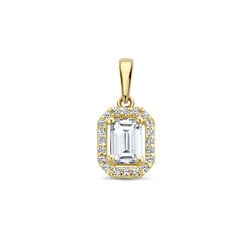 Collectie Milikan 14 karaat geelgouden hanger met vierkante zirconia