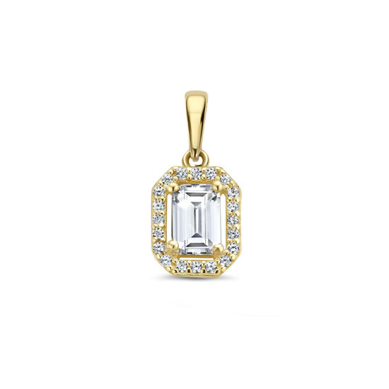 Collectie Milikan Collectie Milikan 14 karaat geelgouden hanger met vierkante zirconia