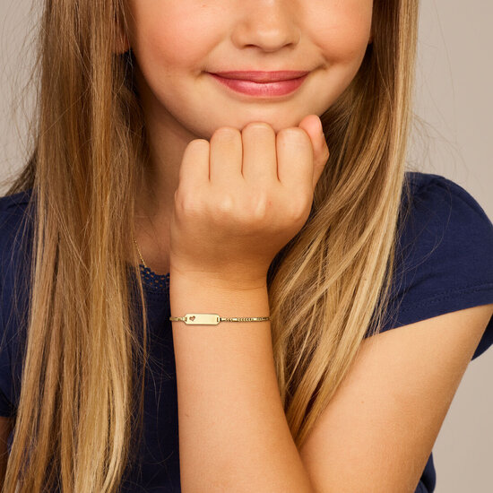 Collectie Milikan Collectie Milikan 14k geelgouden plaatarmbandje, hartje, lengte 13-15cm