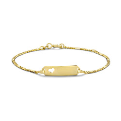 Collectie Milikan 14k geelgouden plaatarmbandje, hartje, lengte 13-15cm