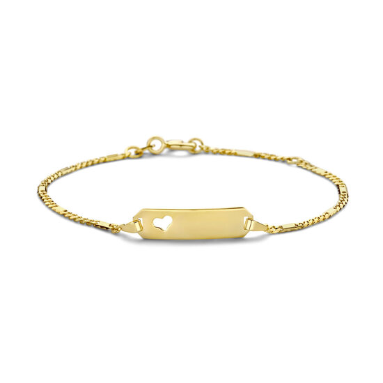 Collectie Milikan Collectie Milikan 14k geelgouden plaatarmbandje, hartje, lengte 13-15cm