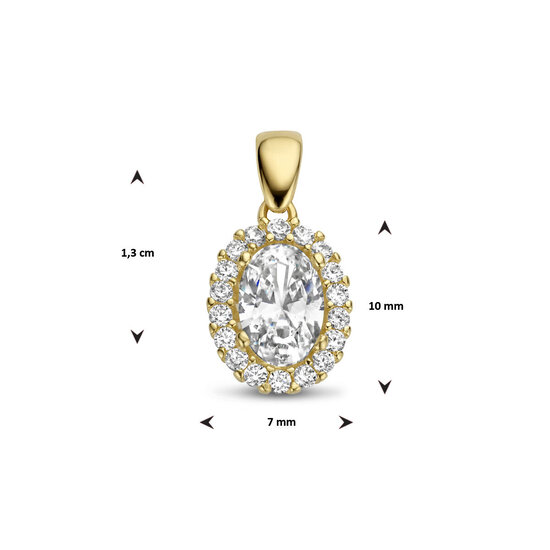 Collectie Milikan Collectie Milikan 14 karaat geelgouden hanger ovaal halo 10mm hoog