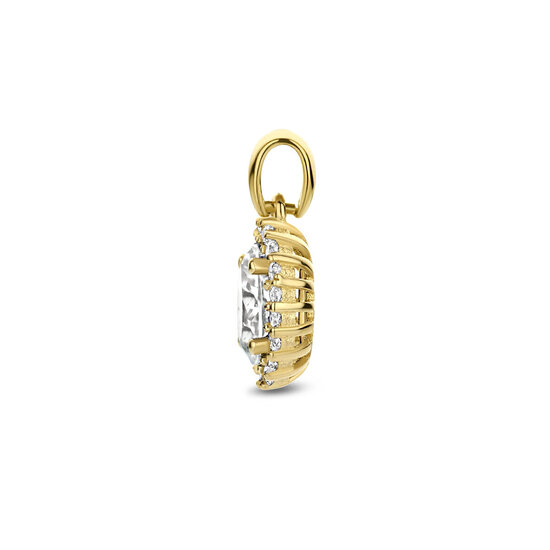 Collectie Milikan Collectie Milikan 14 karaat geelgouden hanger ovaal halo 10mm hoog