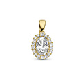 Collectie Milikan Collectie Milikan 14 karaat geelgouden hanger ovaal halo 10mm hoog